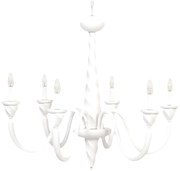 Lampadario In Legno Classico Bianco Opaco 6 Luci Coromorano