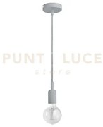 Gso075- pendente flute cavo in stoffa e rosone grigio cemento  1 lu...