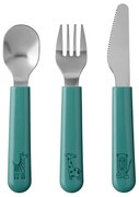 Posate per bambini in acciaio inox turchese e argento 3 pz. Deep turquoise - Mepal