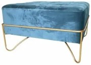 Panca DKD Home Decor   Schiuma Azzurro Dorato Metallo Poliestere Velluto Legno MDF (80 x 80 x 42 cm)