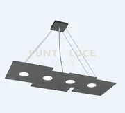 Plate sospensione 4+3 luci biemissione rettangolare grigio antracit...