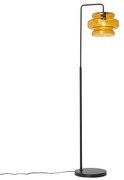 Lampada da terra retrò nera con vetro arancione - Denise