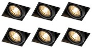 Set di 6 faretti da incasso neri GU10 orientabili senza cornice - Oneon