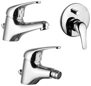 Set rubinetti lavabo, bidet e doccia con deviatore in ottone cromo di Rubinetterie Mariani Linea Astro