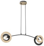 Lampadario a sospensione con filo SKIVA 2xE27/15W/230V nero/beige