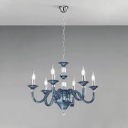 Lampada a sospensione GALA in vetro lavorato a mano con dettagli in metallo 6 LUCI OTTANIO