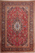 Kashan Tappeto 300x200 Blu (Iran) Annodato A Mano