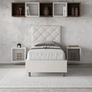 Letto contenitore imbottito 80x200 similpelle bianco Priya