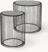 Set di 2 tavolini in metallo con piano in vetro Wire