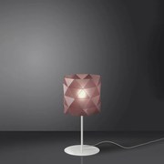 Lampada Da Tavolo Moderna 1 Luce Prisma Polilux Rosa Metallico H36 Made In Italy