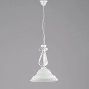 Sospensione Country Chic 1 Luce Ferro Battuto Vetro Bianco e Argento Serie Atene