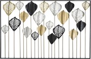 Pannello Decorativo Rettangolare Con Foglie 120x2,5x78,5 Cm In Ferro Oro Argento Nero Lex-A