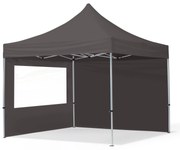 TOOLPORT 3x3m gazebo pieghevole con laterali (finestre panoramiche), ECONOMY alluminio, grigio scuro - (59005)