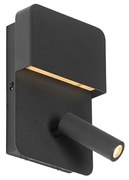 Applique nera con LED incl. USB e lampada da lettura con interruttore - Robin
