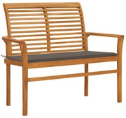 Panca da giardino e cuscino grigio talpa 112 cm massello teak