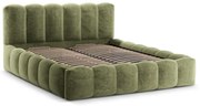 Letto matrimoniale imbottito verde con spazio contenitivo e rete 160x200 cm Lupine - Micadoni Home