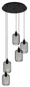 Lampadario Industrial Wrington 5 Luci Acciaio Nero