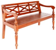 Panca batavia 123 cm in legno massello di mogano marrone scuro