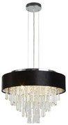 Glamour 5lt pendente/semi-flush- velluto nero e cristallo trasparente