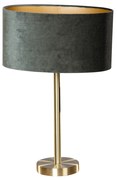 Lampada da Tavolo Ottone con Paralume in Velluto Verde Ovale 35cm - Simplo