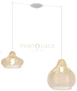 Sospensione bianco 2 luci spostabile vetri (1 piccolo + 1 grande) t...