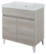 Lavatoio a Terra 80x46,8 Due Ante Con Vasca Feridras "Alba" Rovere Grigio