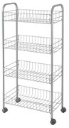 Carrello con ruote e 4 ripiani in acciaio con Polytherm argento Ascona