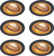 Set di 6 faretti da incasso moderni neri con oro orientabili e inclinabili IP44 - Chuck