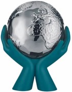 Bongelli preziosi statua moderna scultura mani mondo collezione Globe cm 12 x 13 OTTANIO ARGENTO