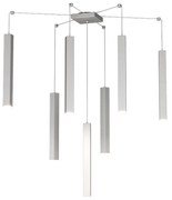 Sospensione Moderna Square Tube Metallo Grigio 7 Luci Gu10