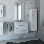 Mobile da bagno sotto lavabo Tiffany bianco opaco laccato L 60 x H 55 x P 46 cm 2 cassetti, lavabo non incluso