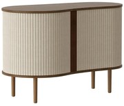 Cassettiera bassa marrone-beige in rovere con ante scorrevoli 100x67 cm Audacious - UMAGE