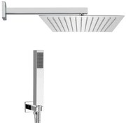 Set doccia cromato con braccio soffione quadrato 40x40 e kit doccia