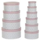 Set di Scatole per Sistemare Impilabili DKD Home Decor Rotondo Rosa Cartone