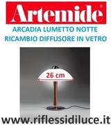 Artemide diffusore in vetro bianco acidato ricambio per arcadia lumetto