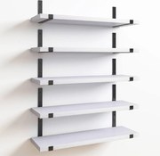 Set 5 Mensole da Parete 40x12x1,5 cm Scaffali da Muro con Staffe in Metallo Bianco...