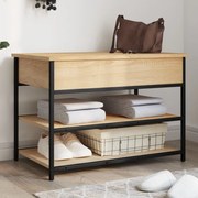 Panca porta scarpe rovere sonoma 70x42,5x50cm legno multistrato