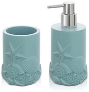 Set accessori bagno da appoggio 2 pezzi  in resina acquamarina   Coral