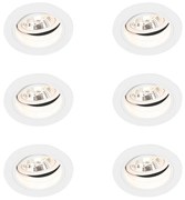 Set di 6 faretti da incasso rotondi orientabili bianchi - Chuck 70