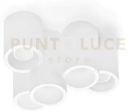 Arta lampada da soffitto 5 luci attacco gu10 tonda in gesso bianco