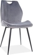 Sedia Arco Velvet Grigio / Nero - L52 x H44 x H92 cm