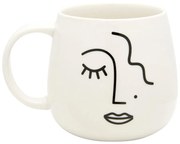 Tazza in porcellana bianca, 400 ml Abstract Face - Sass &amp; Belle