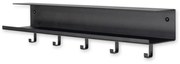 Attaccapanni da parete nero in metallo con scaffale 50 cm Easy – Spinder Design