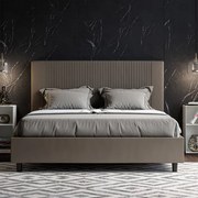 Letto matrimoniale contenitore imbottito 160x190 similpelle cappuccino Goya