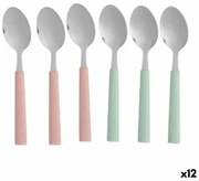 Set di Cucchiai Verde Rosa Argentato Acciaio inossidabile Plastica 18,7 cm (12 Unità)