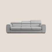 Zeno Divano con pouf estraibile poggiapiedi a 3 sedute in tessuto morbido impermeabile T02 grigio chiaro