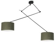 Lampada a sospensione intelligente nera con paralume 35 cm verde incl. 2 WiFi A60 - Blitz