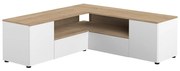 Tavolo TV in rovere decorato in bianco naturale 130x46 cm Angle - TemaHome