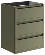 Mobile da bagno sospeso sotto lavabo L 59.5 x H 78 x P 45.5 cm verde salvia opaco, 3 cassetti TRATTO