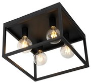 Plafoniera industriale nera 40 cm 4 luci - CAGE